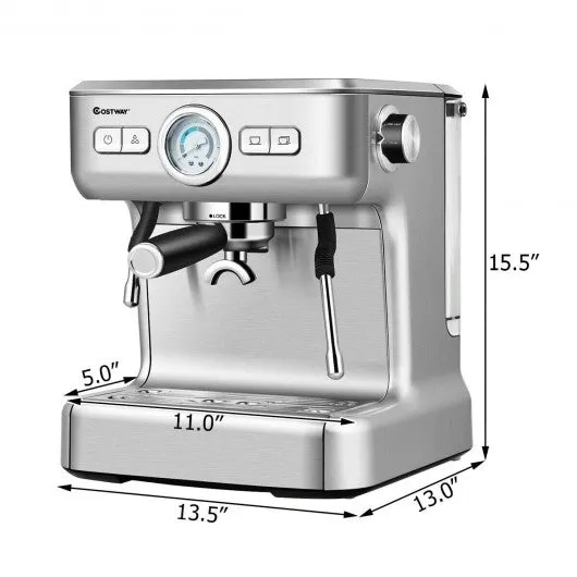 15 Bar Semi-Auto Espresso Coffee Maker Machine /w Milk Frother Steam Wand