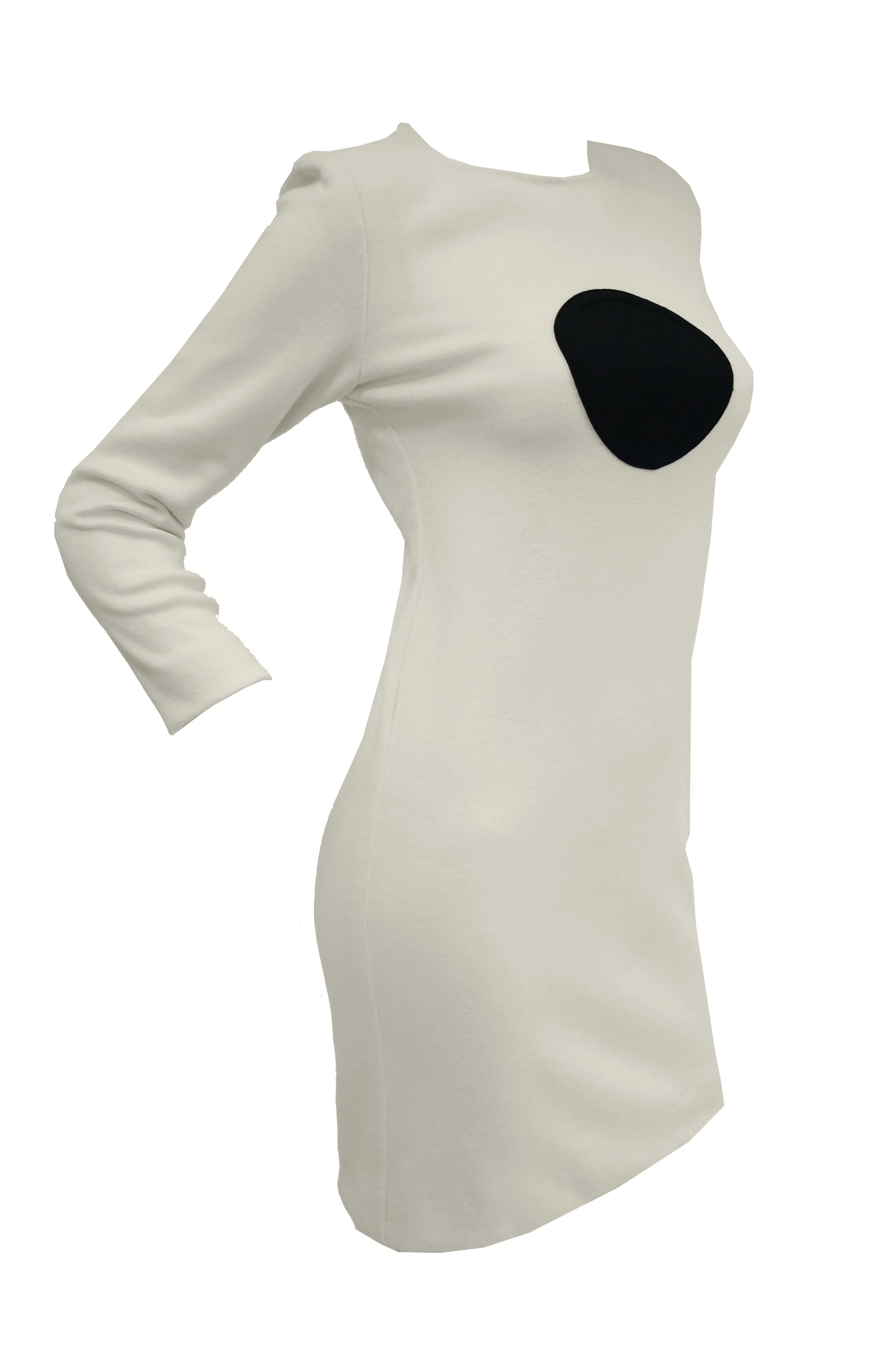 1960s MOD Cream Knit Wear Dot Dress