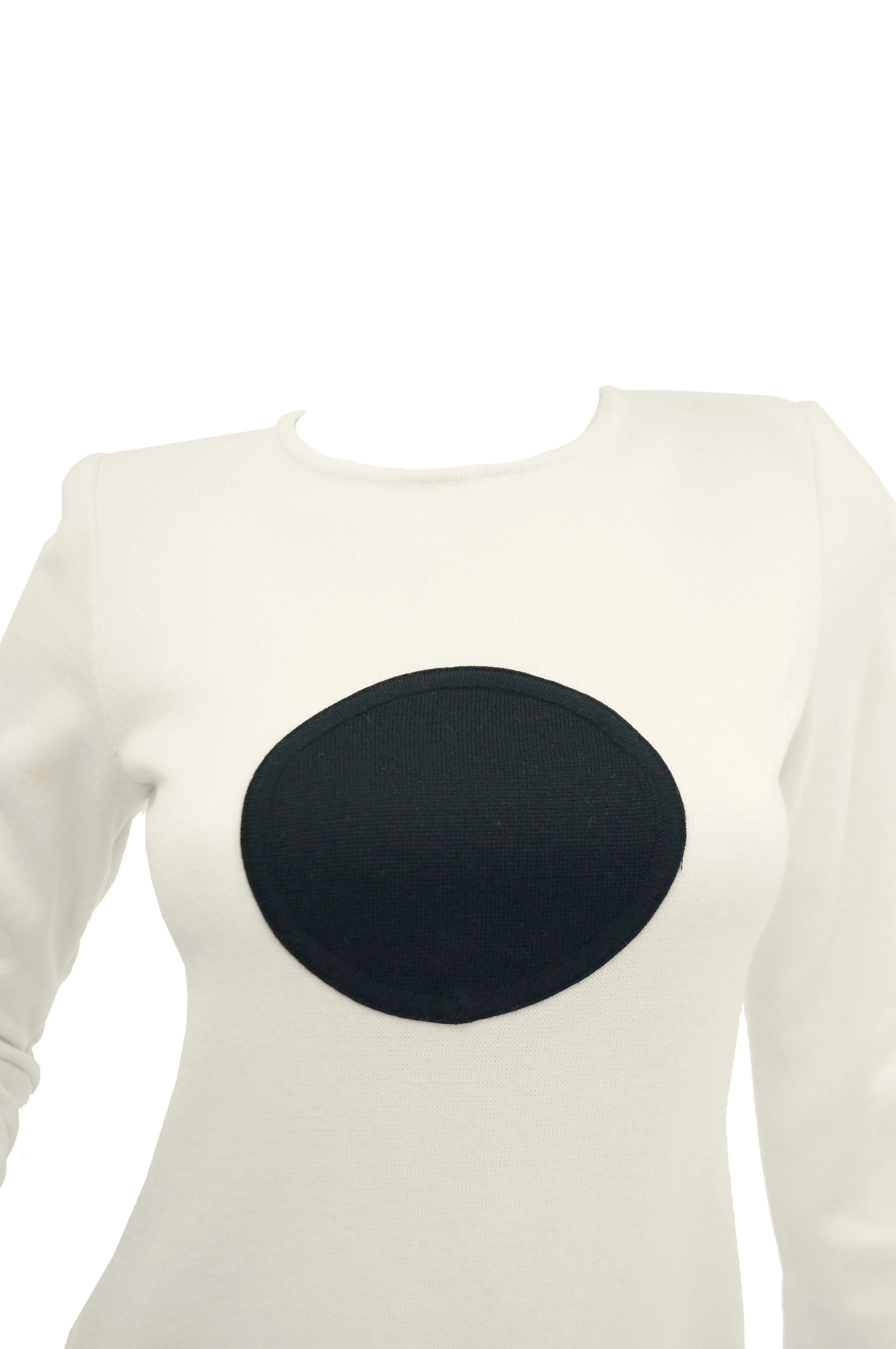 1960s MOD Cream Knit Wear Dot Dress