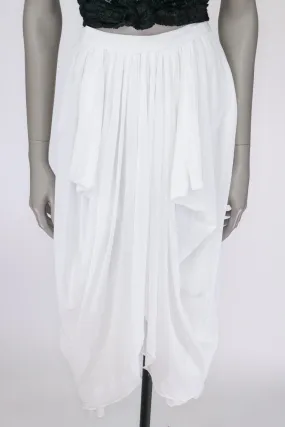 1970s Gauzy White Cotton Draped Skirt