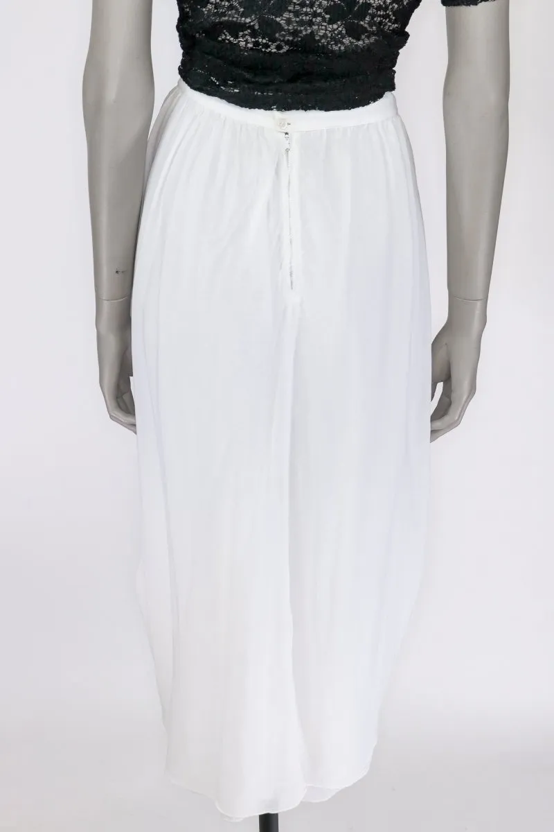 1970s Gauzy White Cotton Draped Skirt