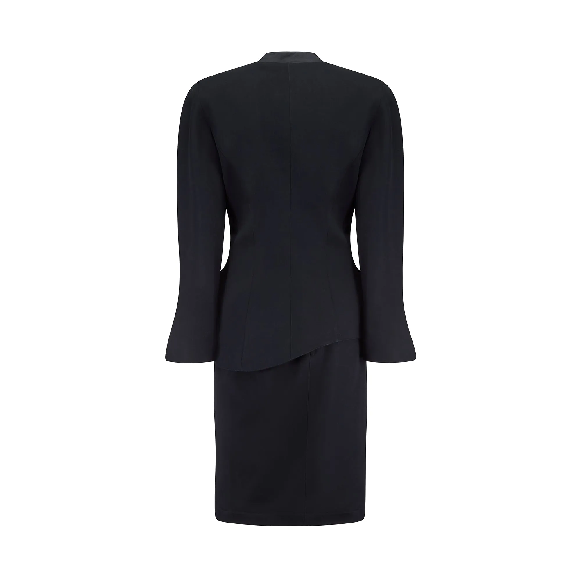 1989 Thierry Mugler Buick Collection Black Squiggle Hem Skirt Suit