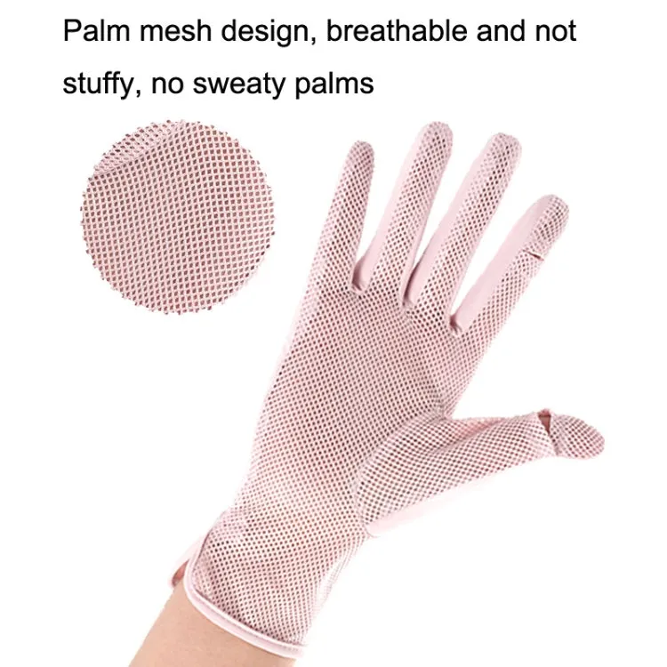 1pair Summer Sunscreen Breathable Thin Anti-ultraviolet Finger Fishing Ice Silk Gloves Free Size(Clove Purple)