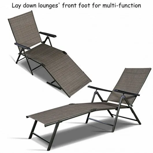 2 Pcs Patio Furniture Adjustable Pool Chaise Lounge Chair Outdoor Recliner