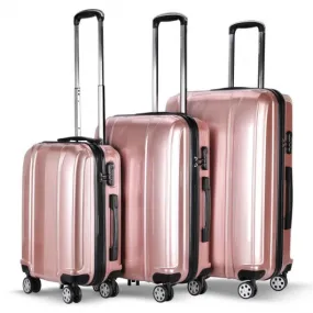 3 Pcs 20" 24" 28" GLOBALWAY ABS PC Luggage Travel Set-Pink