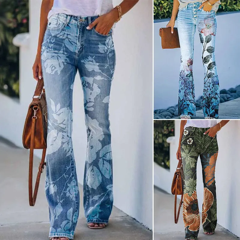 4-Button Flare Jeans