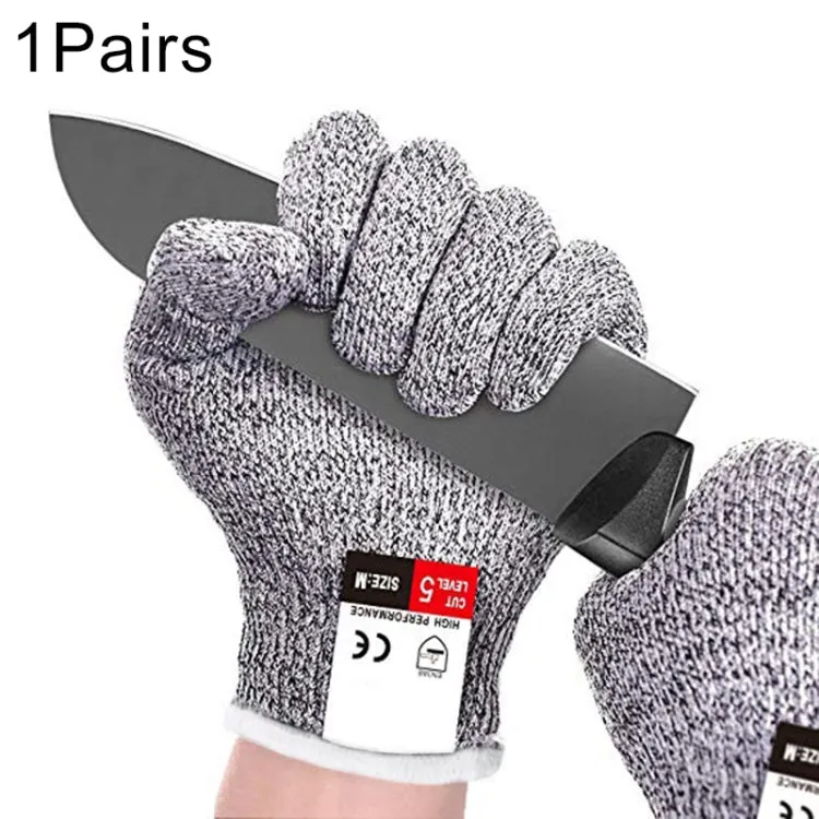 A Pair Cut-resistant Gardening Gloves HPPE Food-grade 5-Level Anti-cutting Anti-wear Safety Working Gloves, Size: XL, Length: 26cm(White)