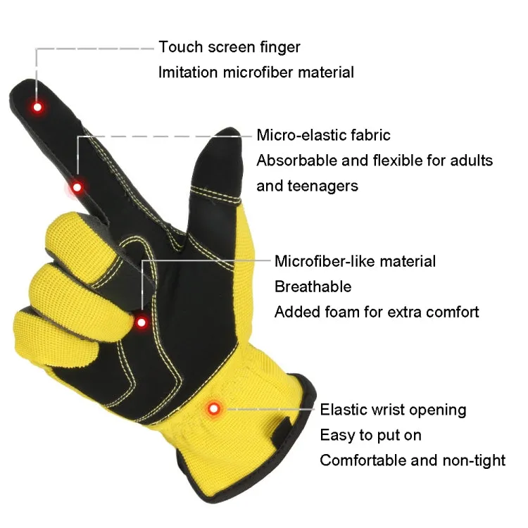 A9015 Gardening Work Touch Screen Stretch Breathable Labor Machinery Protection Gloves(L Yellow)