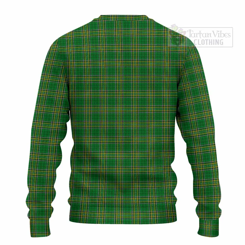 Abraham Irish Clan Tartan Knitted Sweater with Coat of Arms