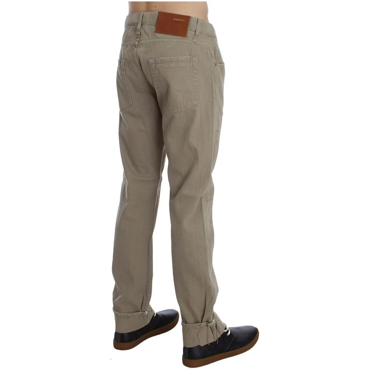 Acht Beige Straight Fit Cotton Jeans for Men