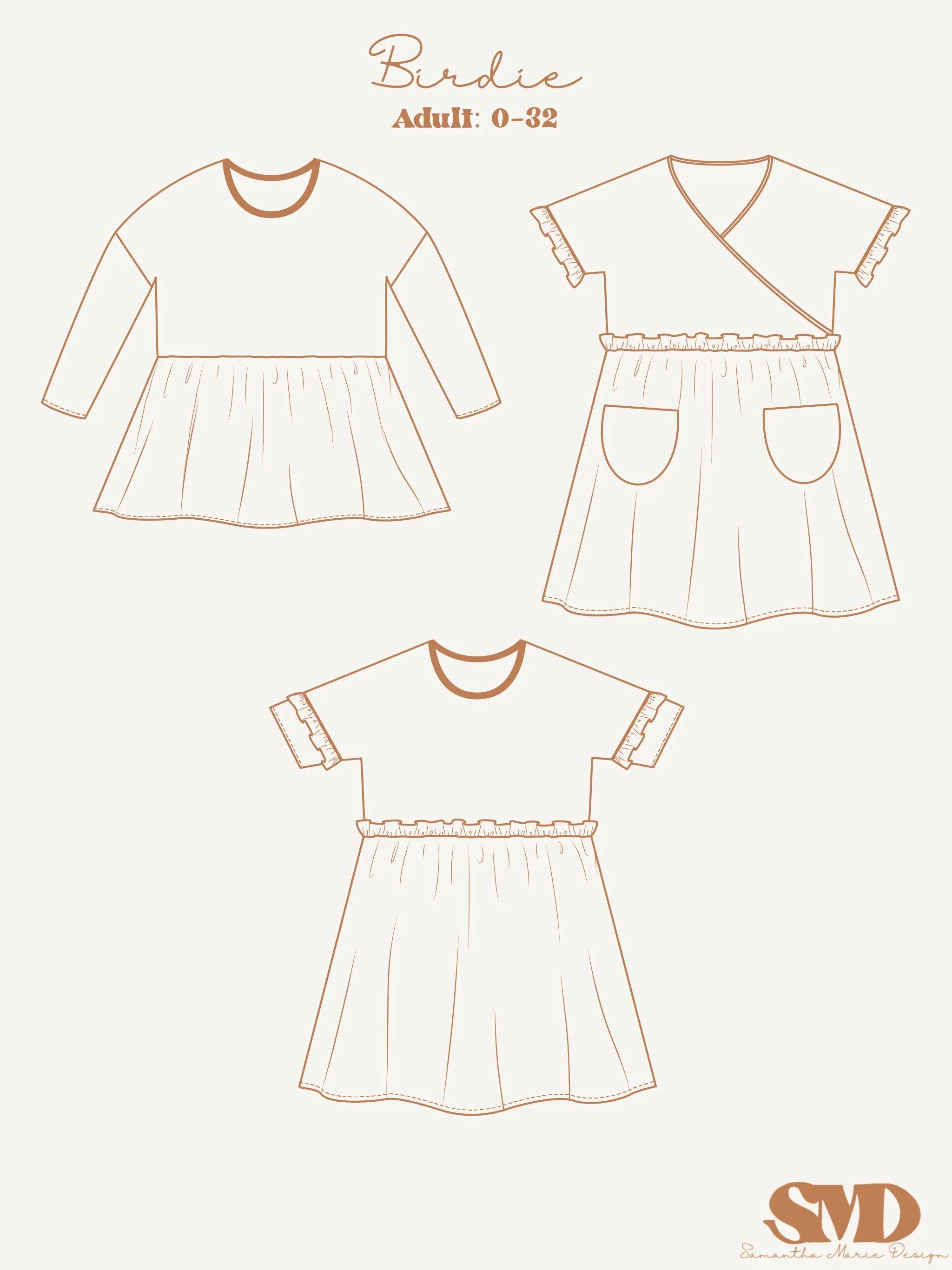 Adult Birdie Dress and Top Digital Sewing Pattern Sizes 0-32