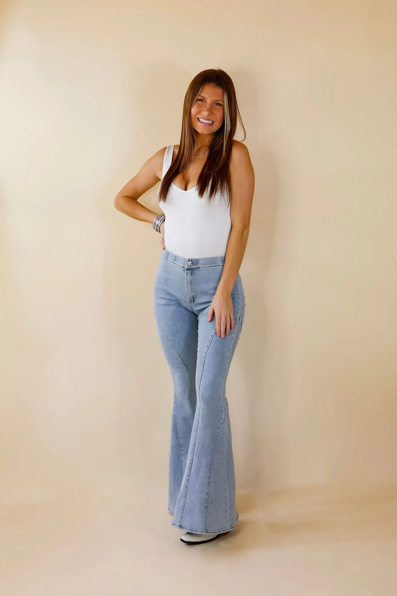 All I Needed Denim Bell Bottoms in Light Wash