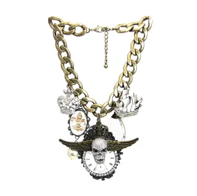 Amy Labbe Mardi Gras Necklace-Skull Crown Ship