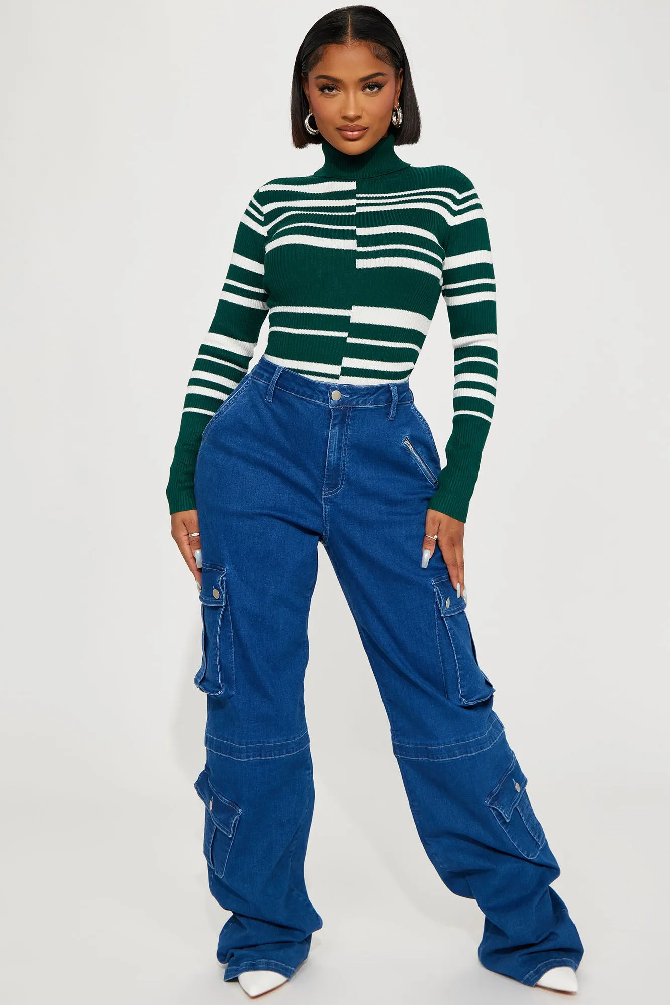 Anaisa Turtleneck Sweater - Green/combo