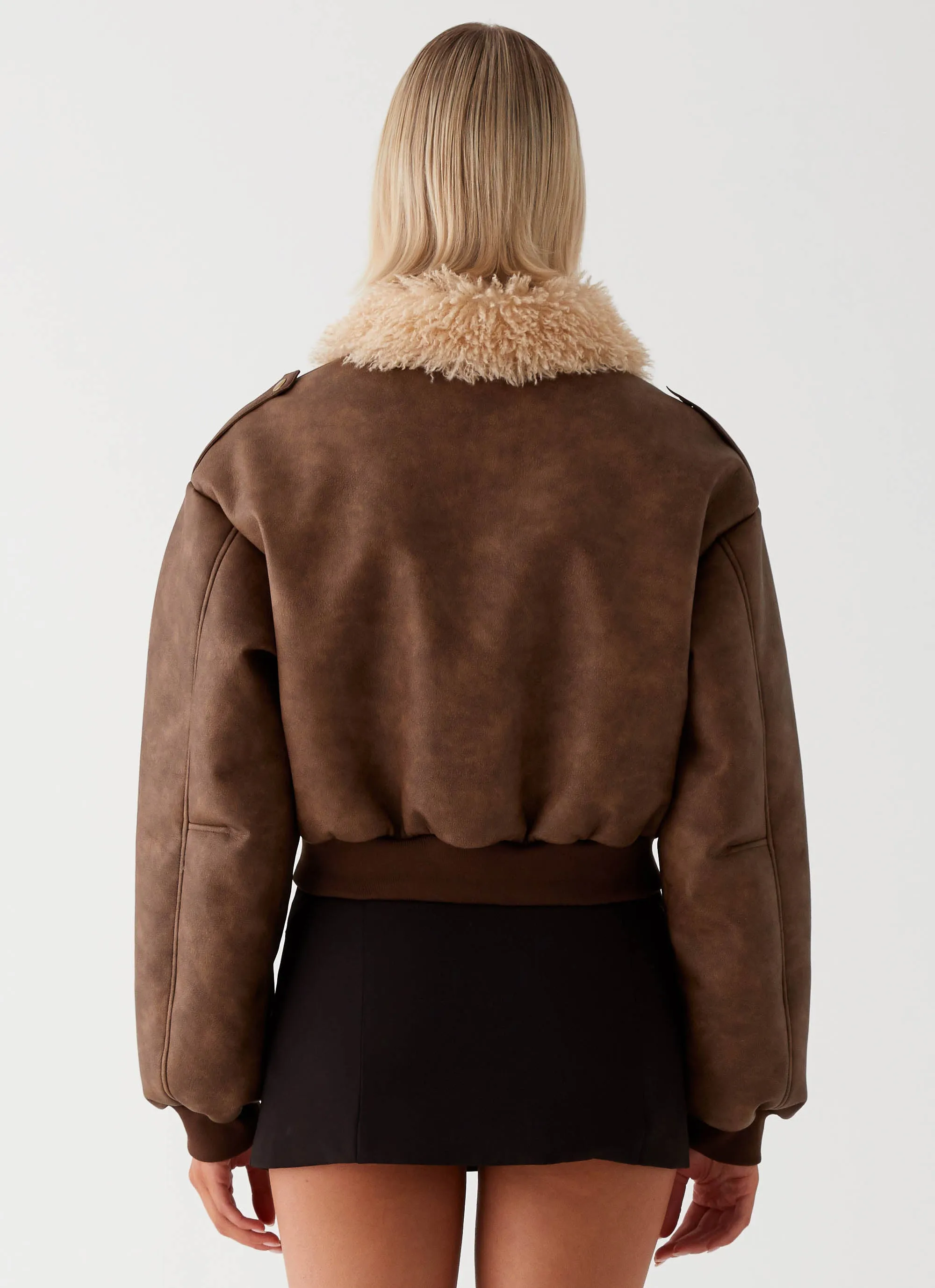 Aston Shearling Bomber Jacket - Brown