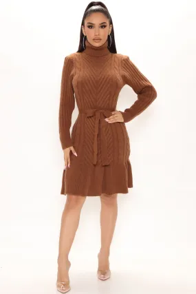 Aubrie Sweater Midi Dress - Brown