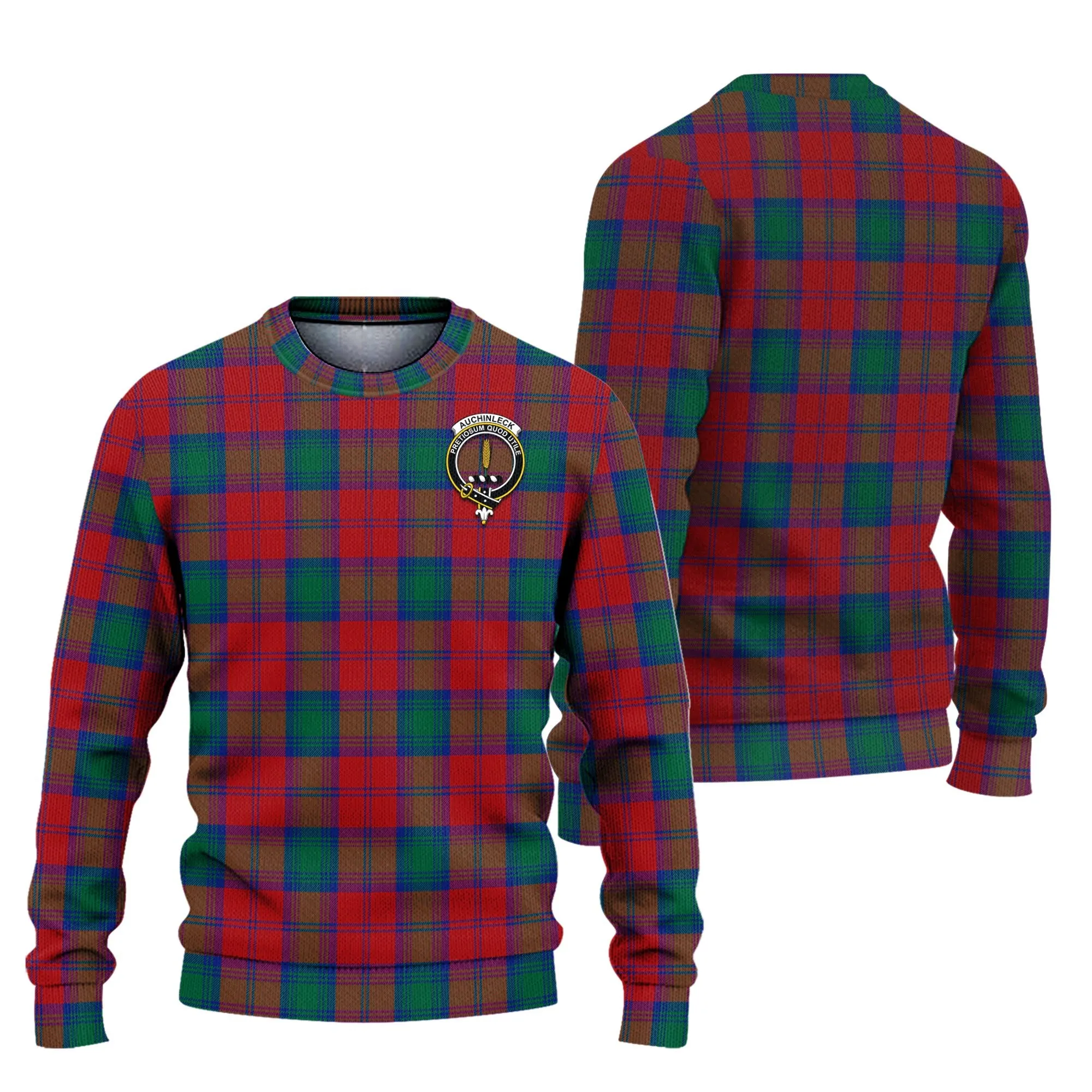 Auchinleck (Affleck) Tartan Ugly Sweater with Family Crest