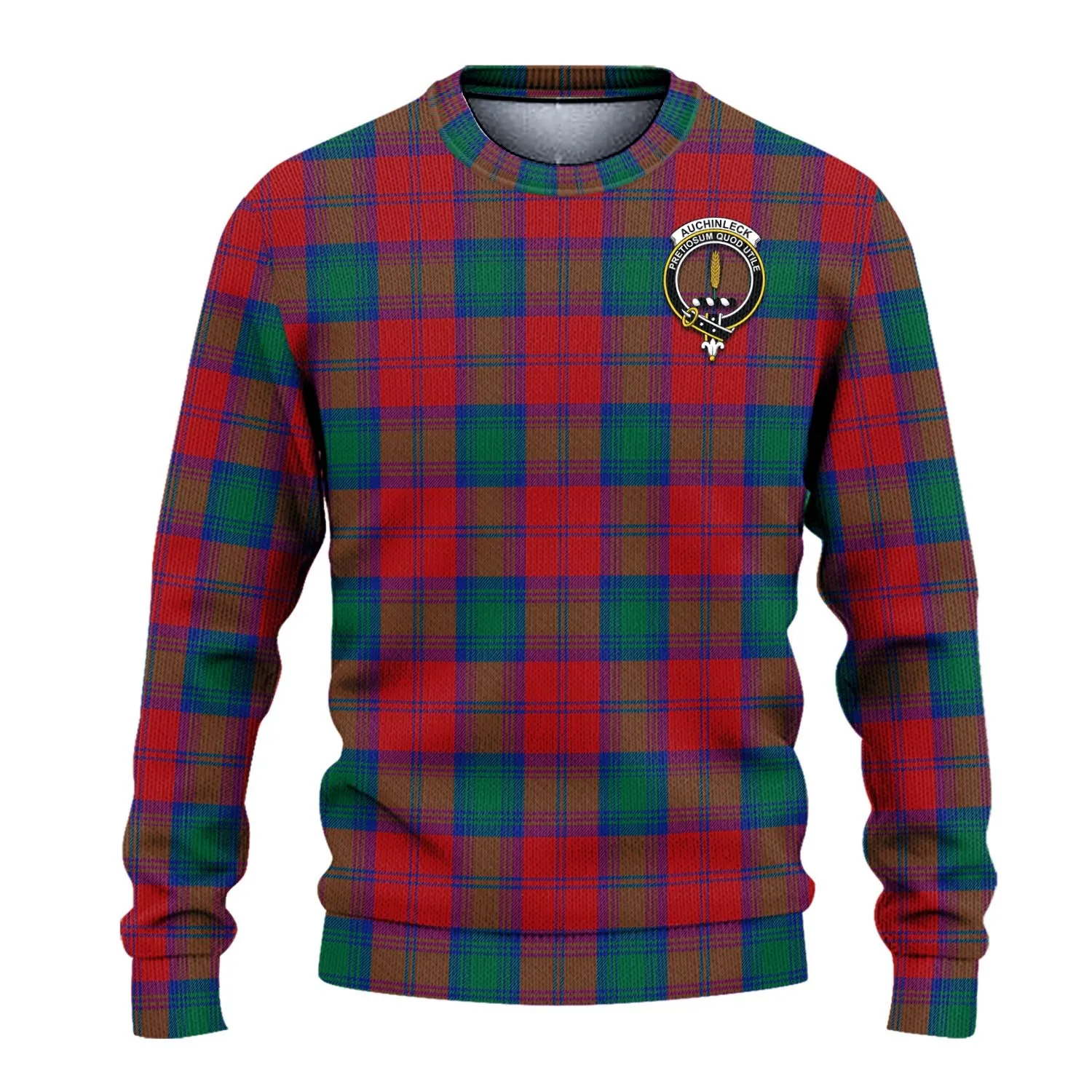 Auchinleck (Affleck) Tartan Ugly Sweater with Family Crest