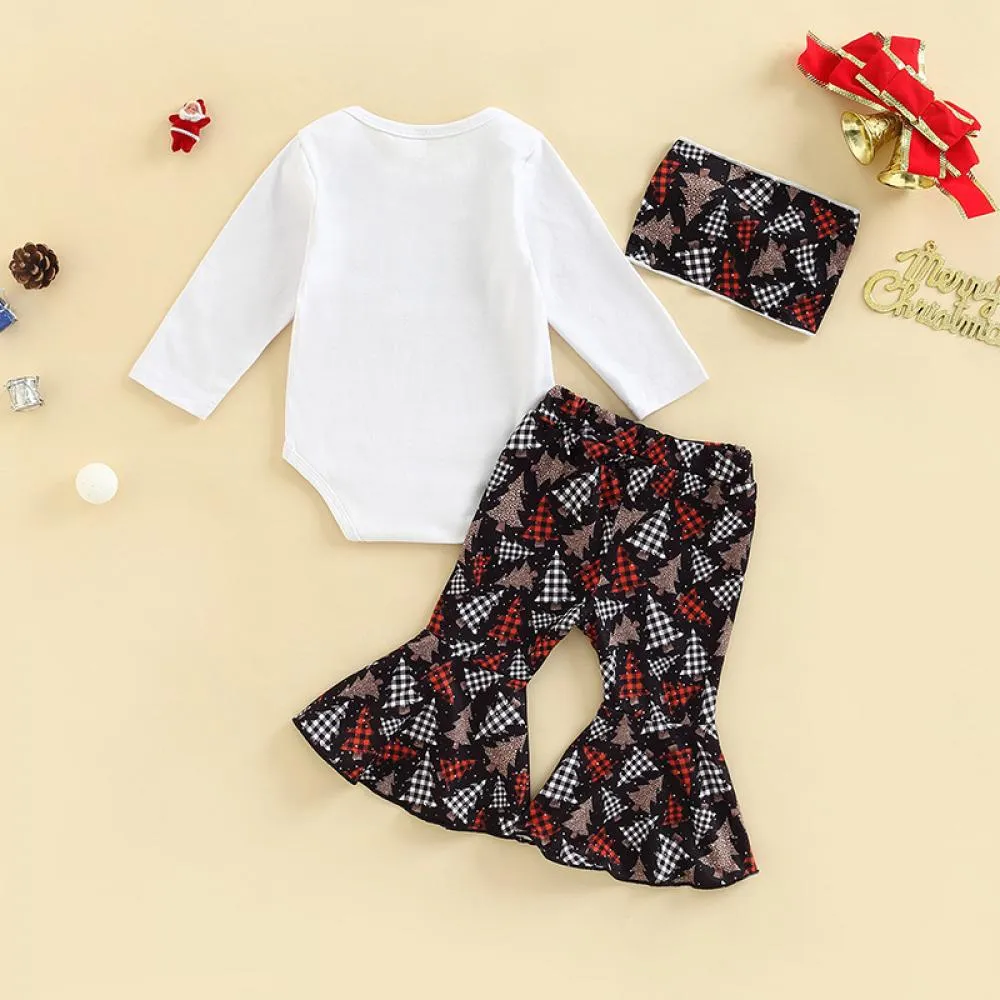 Autumn Girls Romper Flared Trousers Christmas Suit Wholesale Baby Girls Clothes