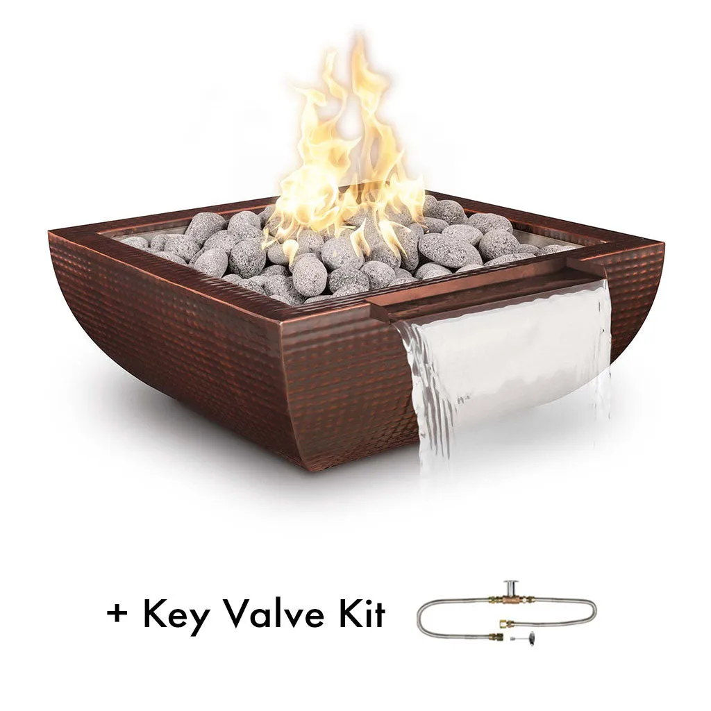 Avalon Hammered Copper Fire and Water Bowl, Wide Spill - Pool Feature