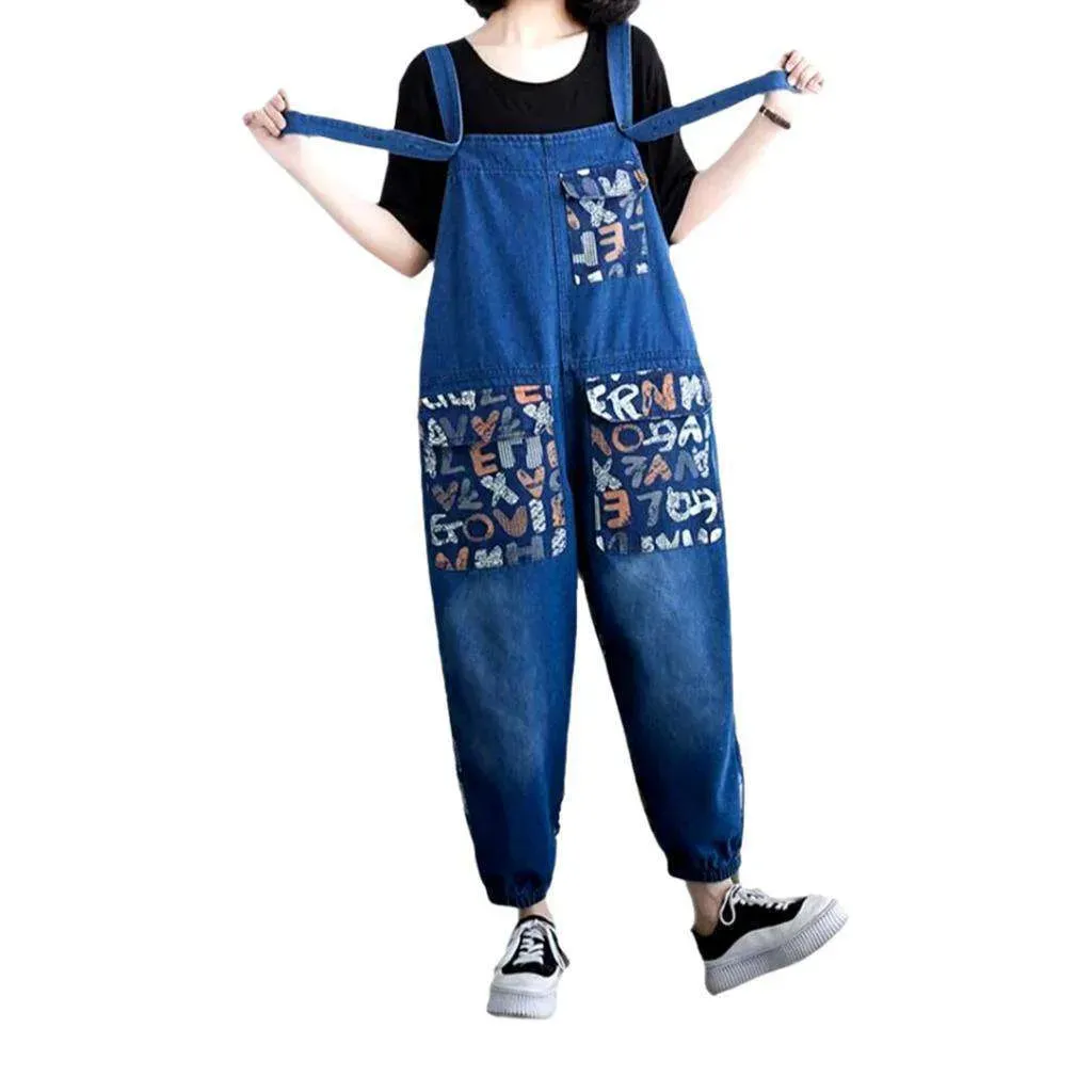 Baggy painted denim overall for women