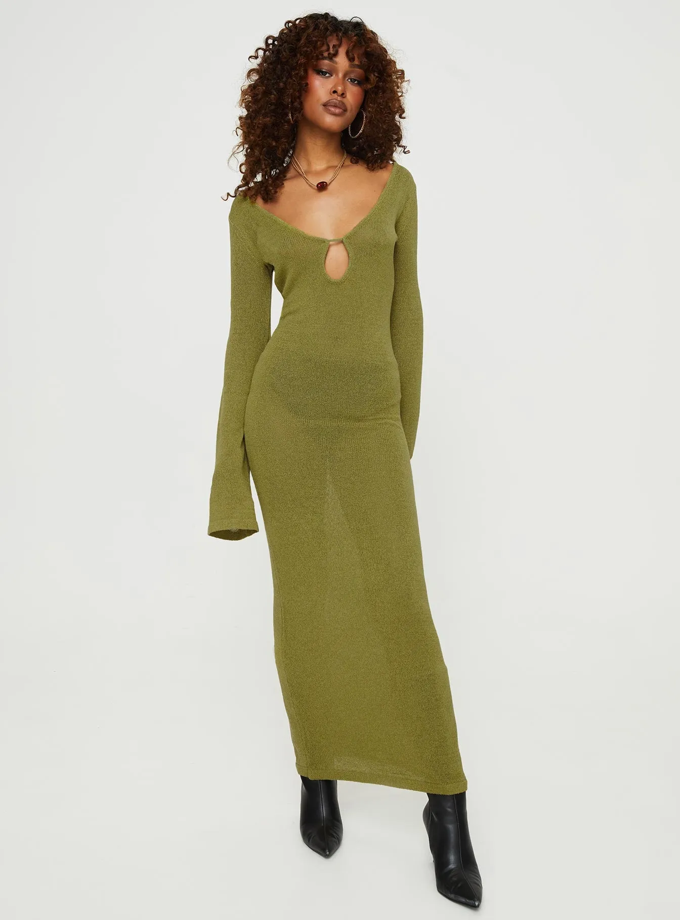 Balart Long Sleeve Maxi Dress Green