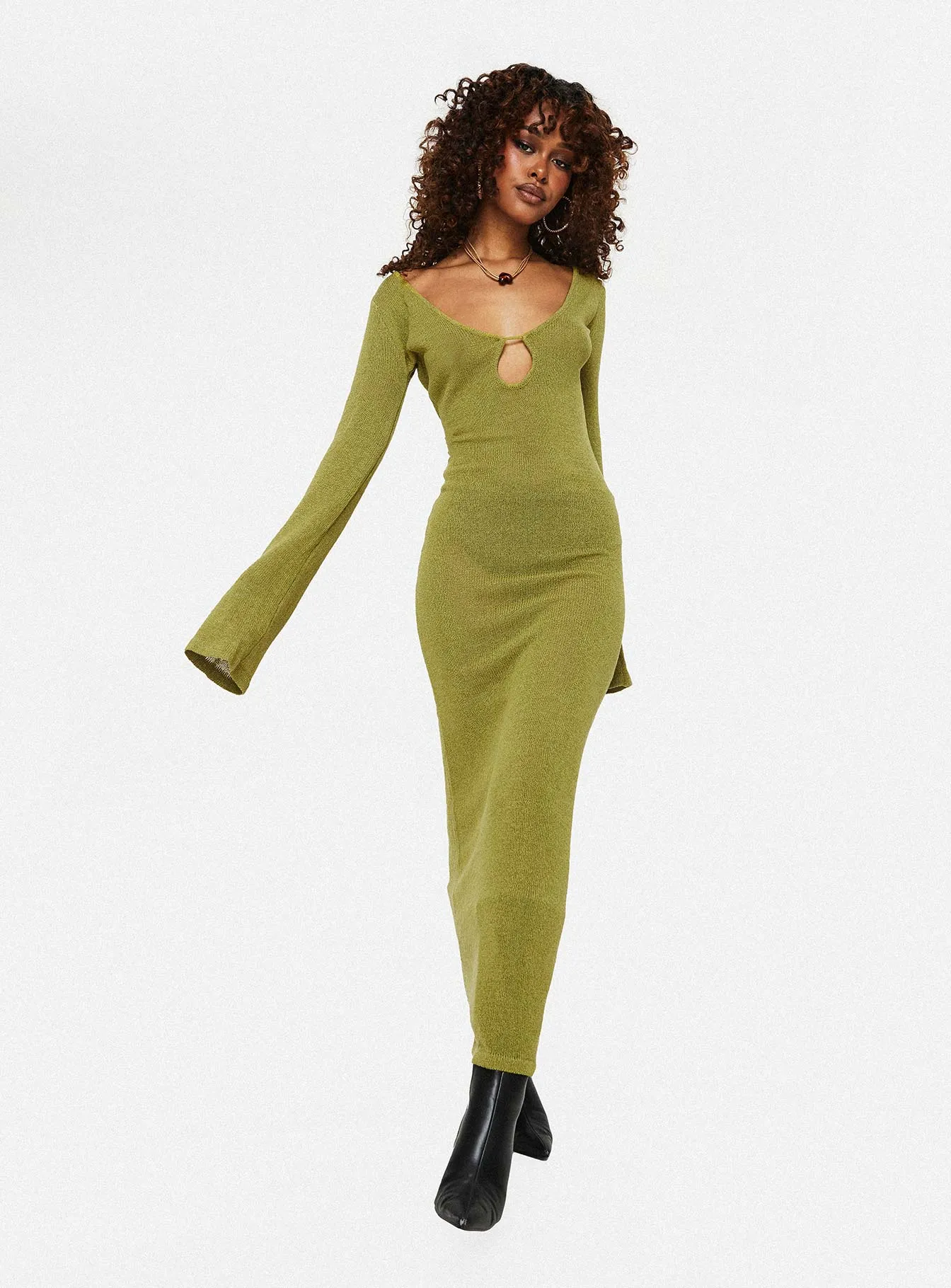 Balart Long Sleeve Maxi Dress Green