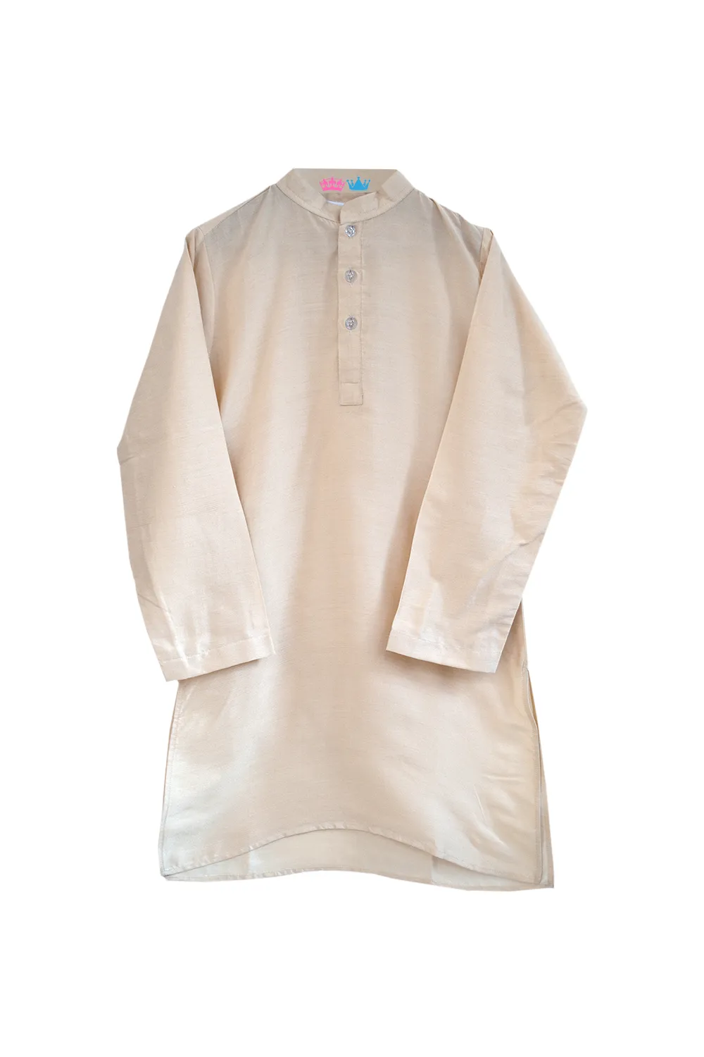 Beige kurta pyjama with red jacket