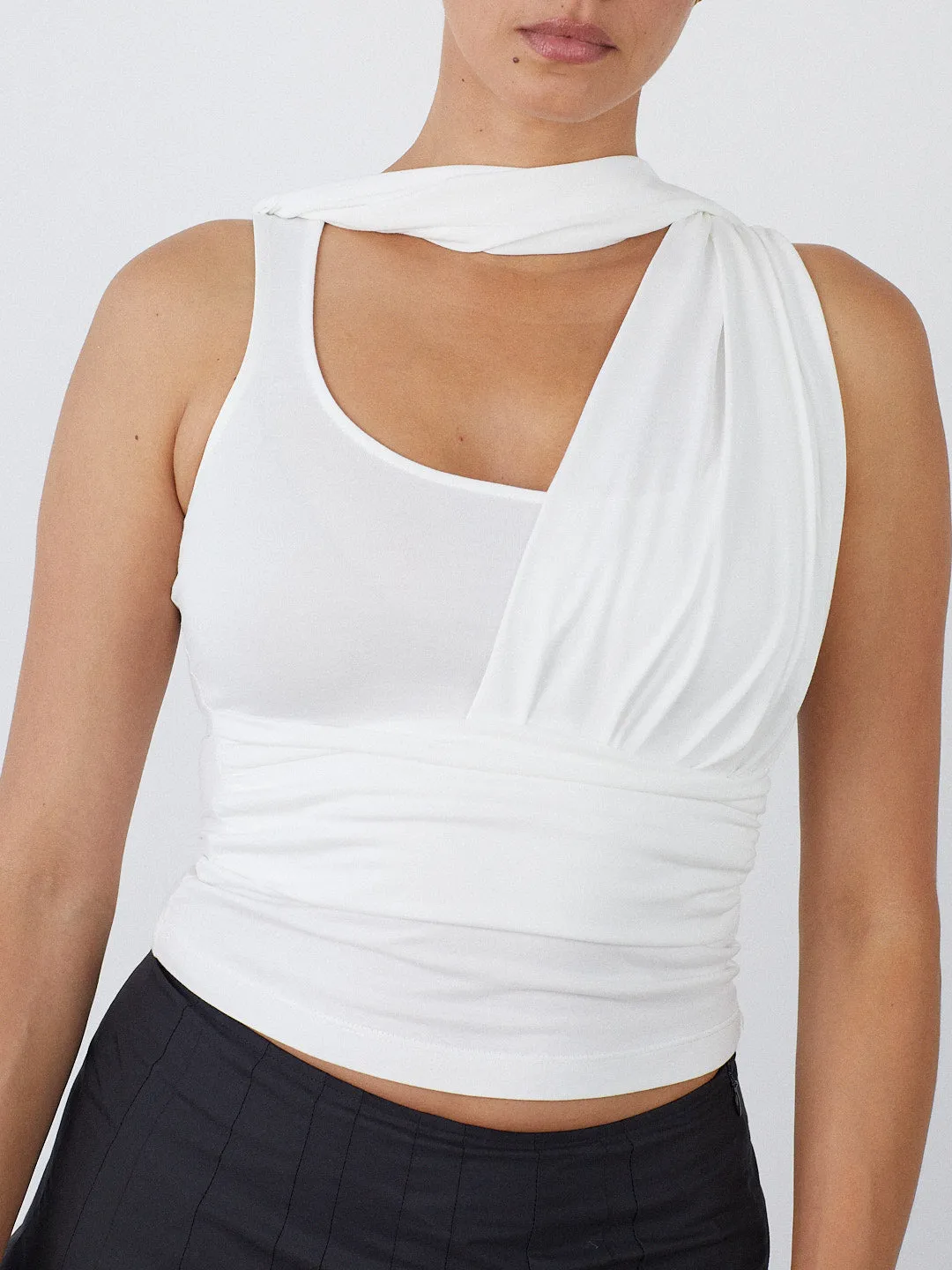 Bella Scarf Top - White