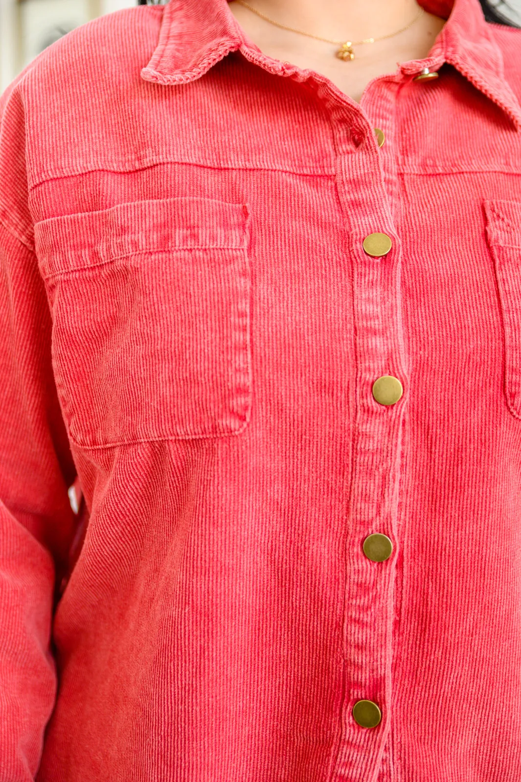 Best Day Ever Corduroy Shacket In Red