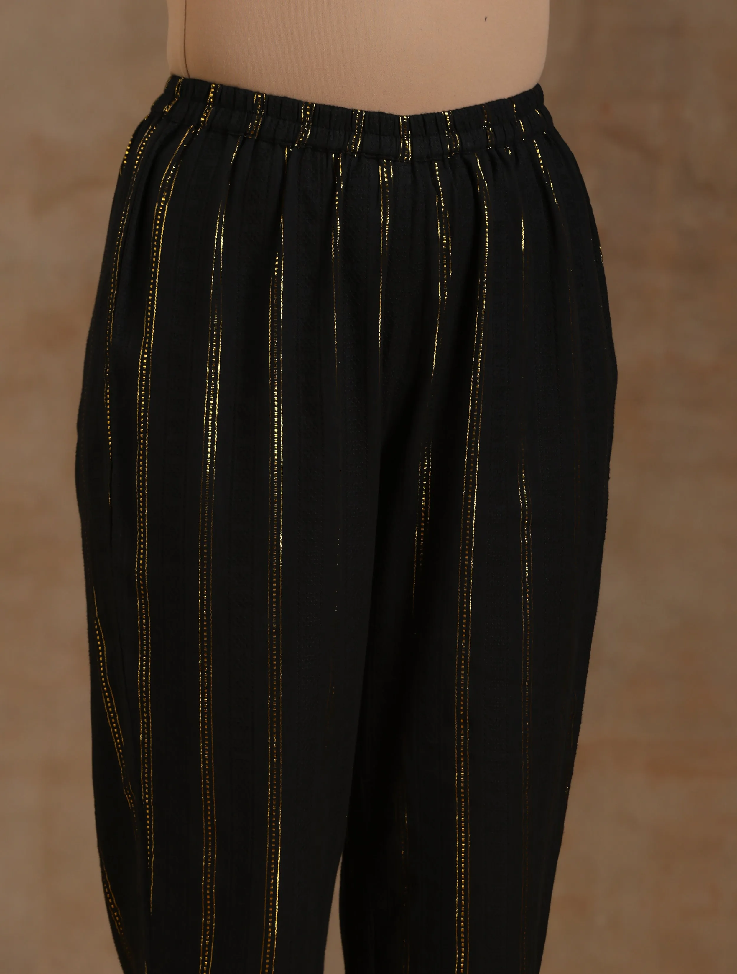 Black Gold Cotton Anarkali Set