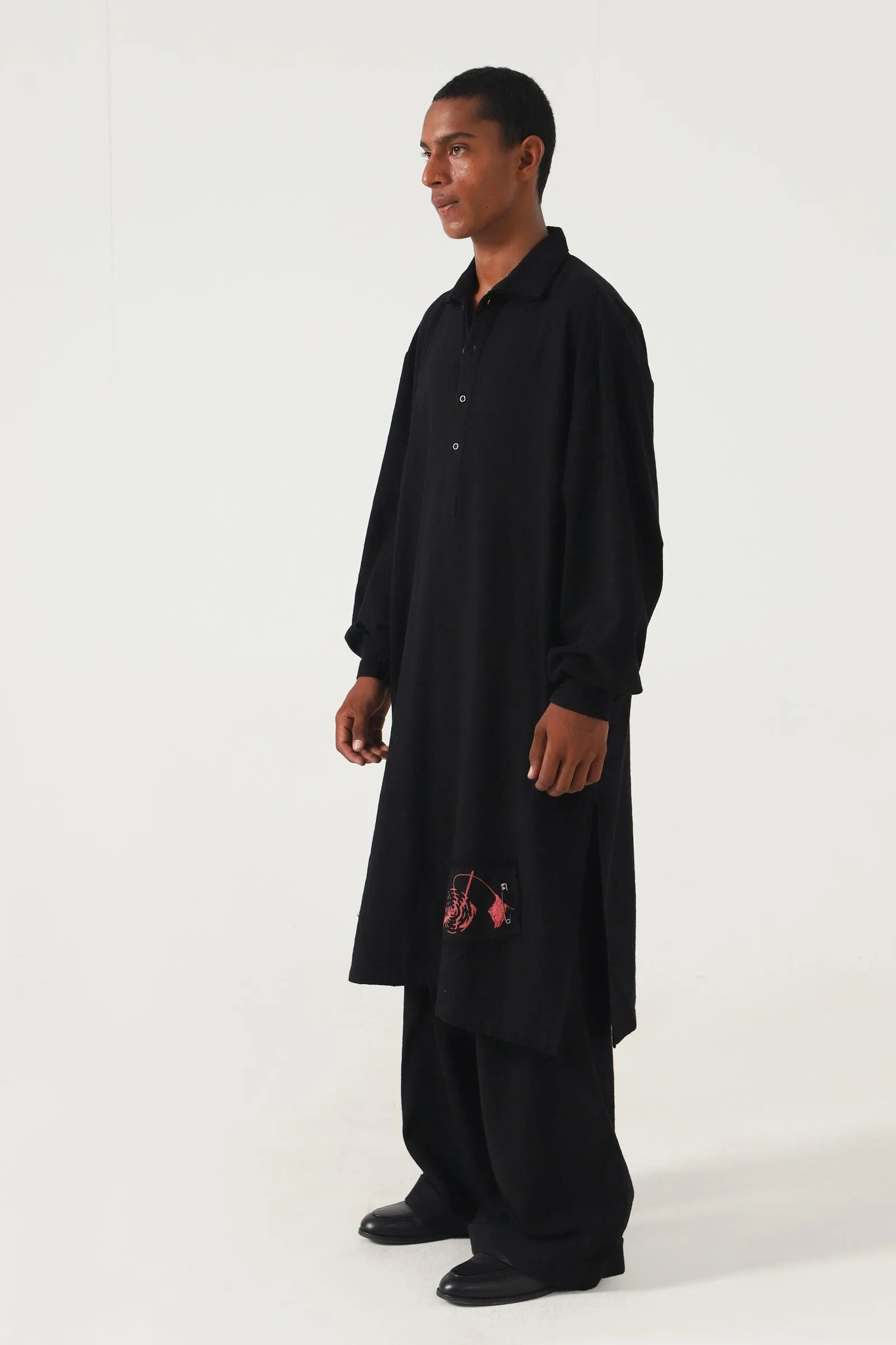 BLACK HANDWOVEN SHALWAR