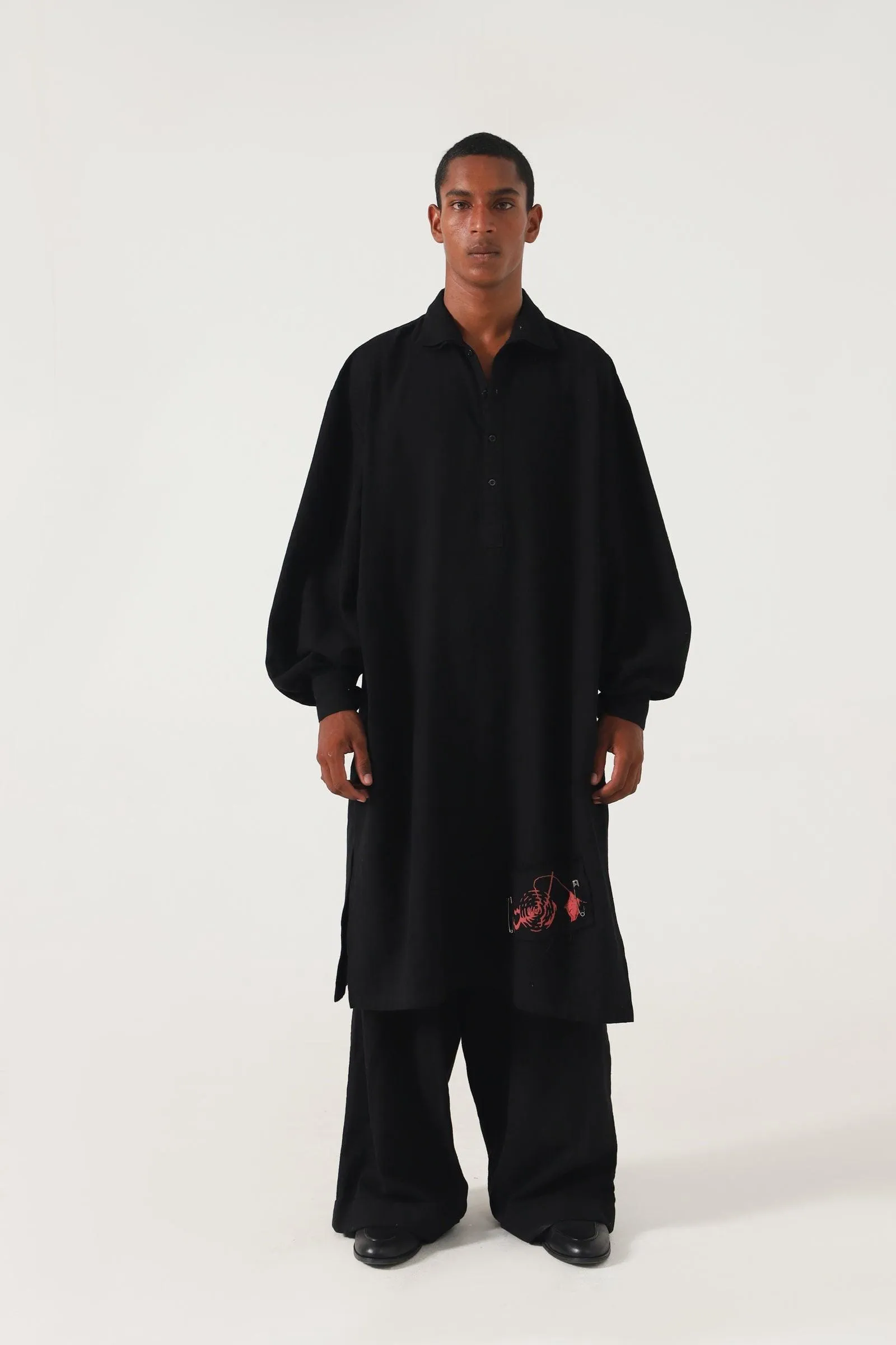 BLACK HANDWOVEN SHALWAR