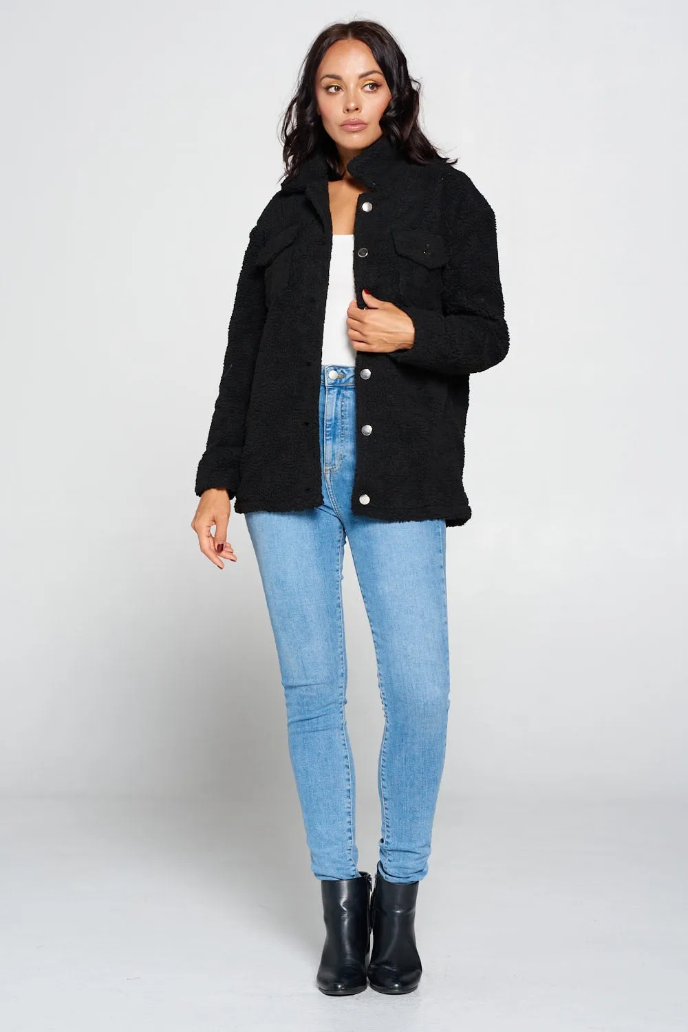 Black Sherpa Button Down Jacket