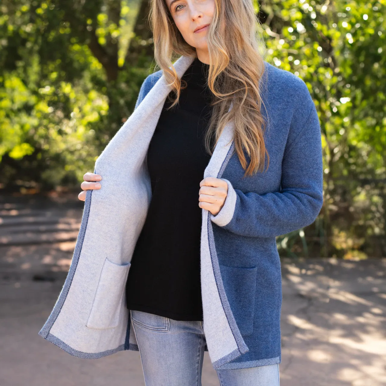 Blue & Light Blue Reversible Cardigan