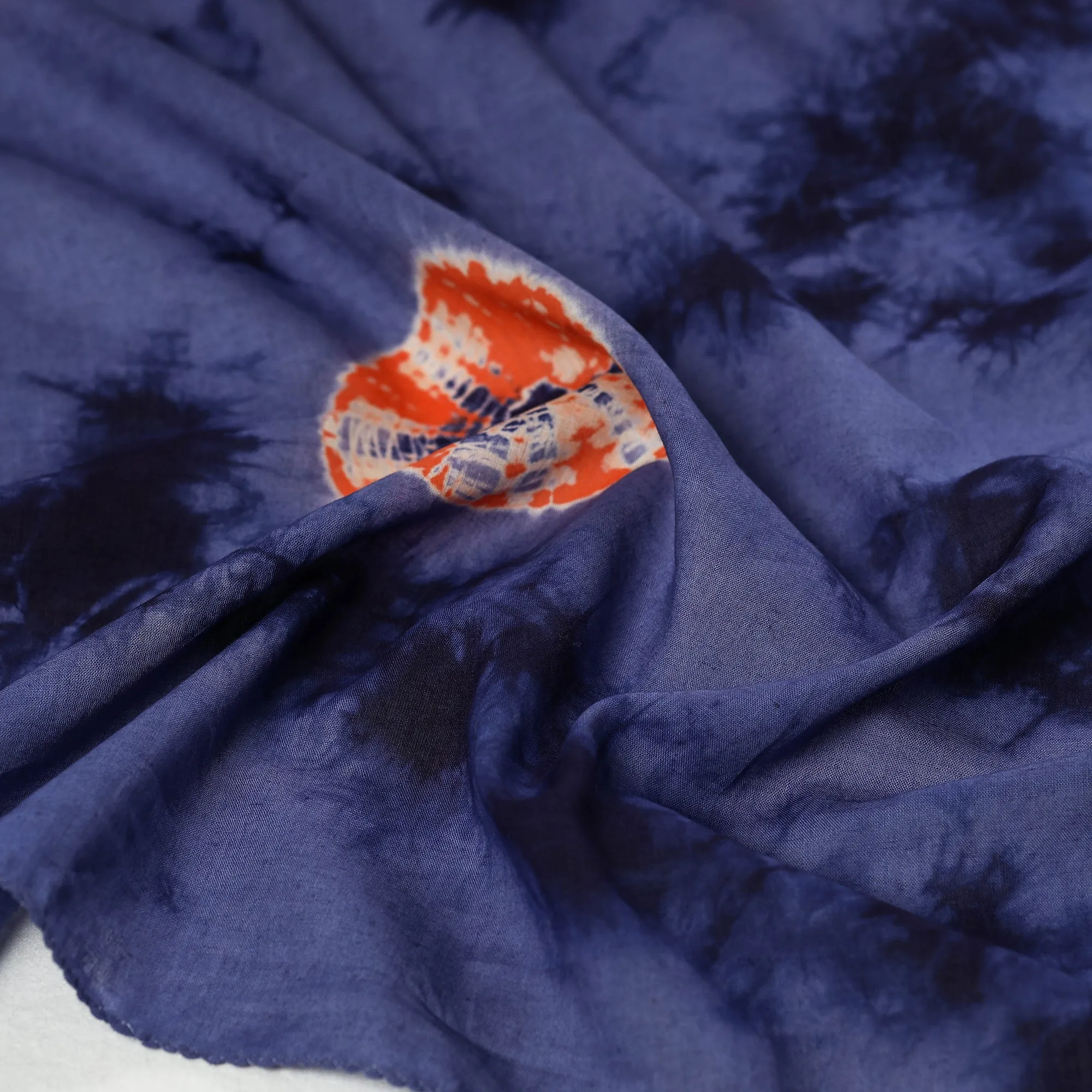 Blue - Shibori Tie-Dye Mul Cotton Scarf