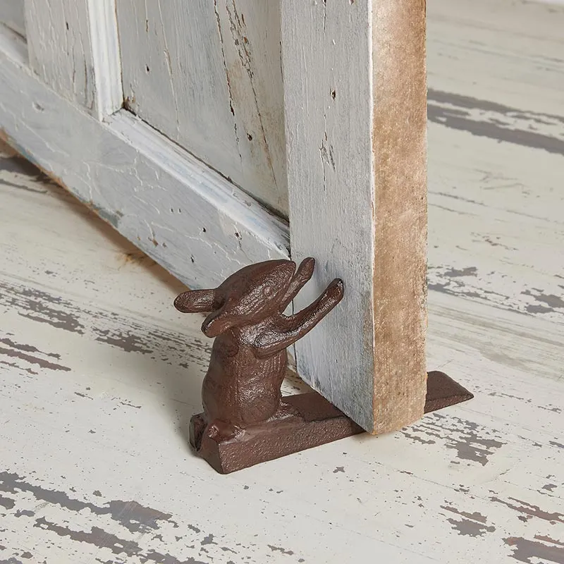 Brown Chunky Iron Rabbit Doorstop