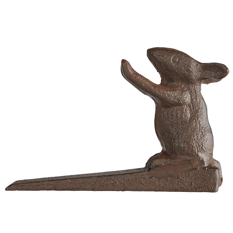 Brown Chunky Iron Rabbit Doorstop