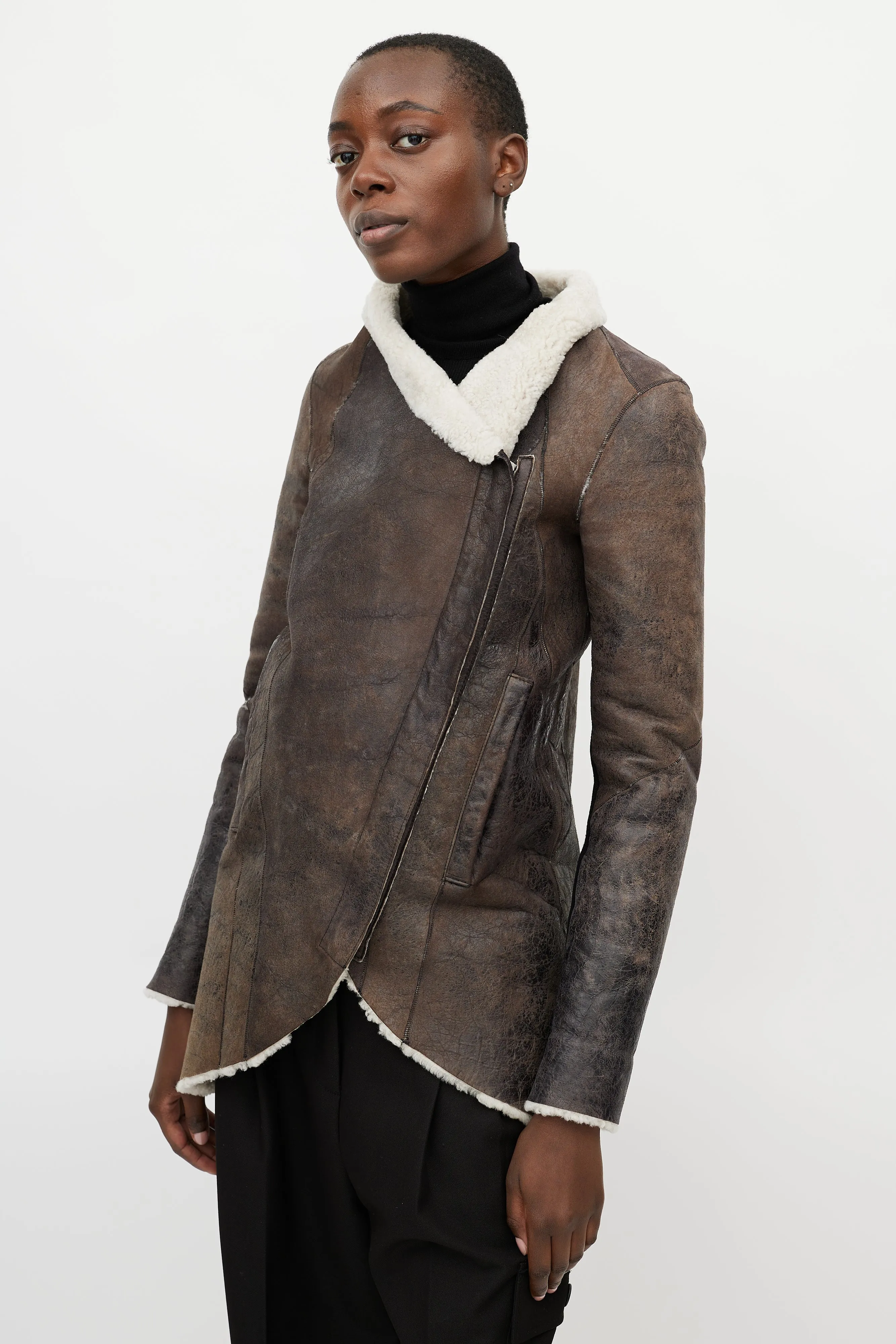 Brown Leather Shearling Jacket