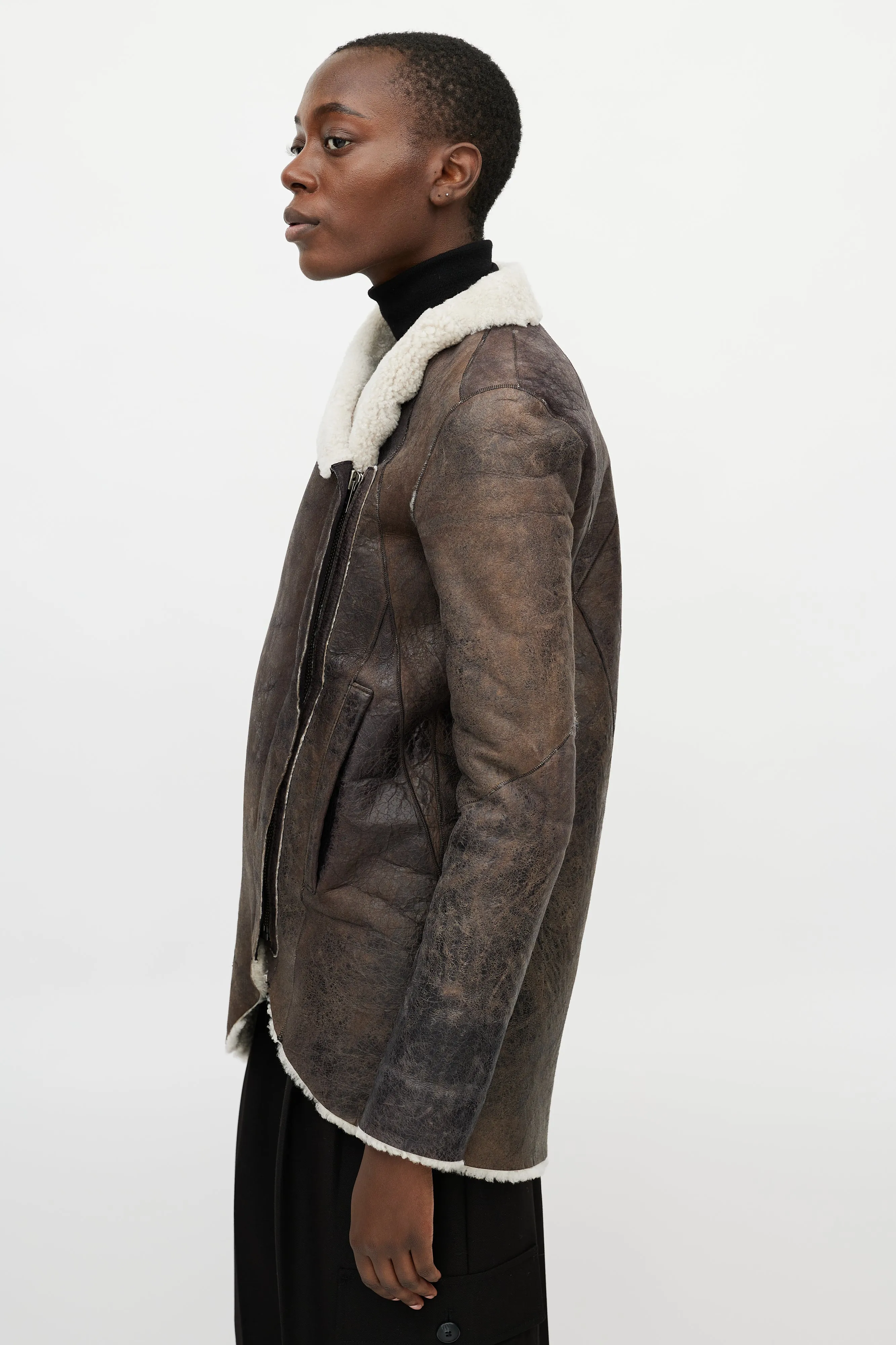 Brown Leather Shearling Jacket