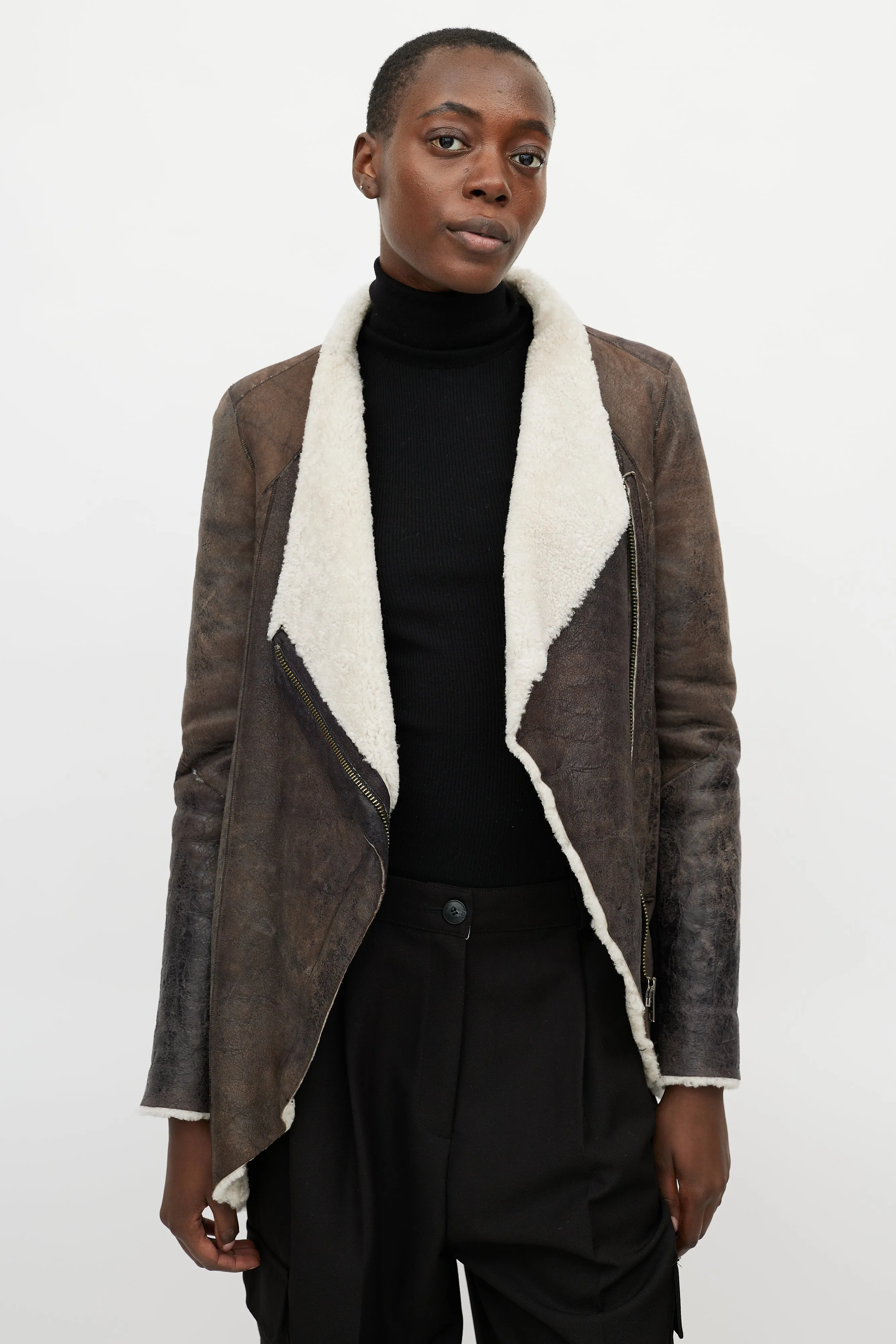 Brown Leather Shearling Jacket