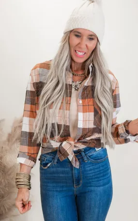 Brown Plaid Flannel Shirt