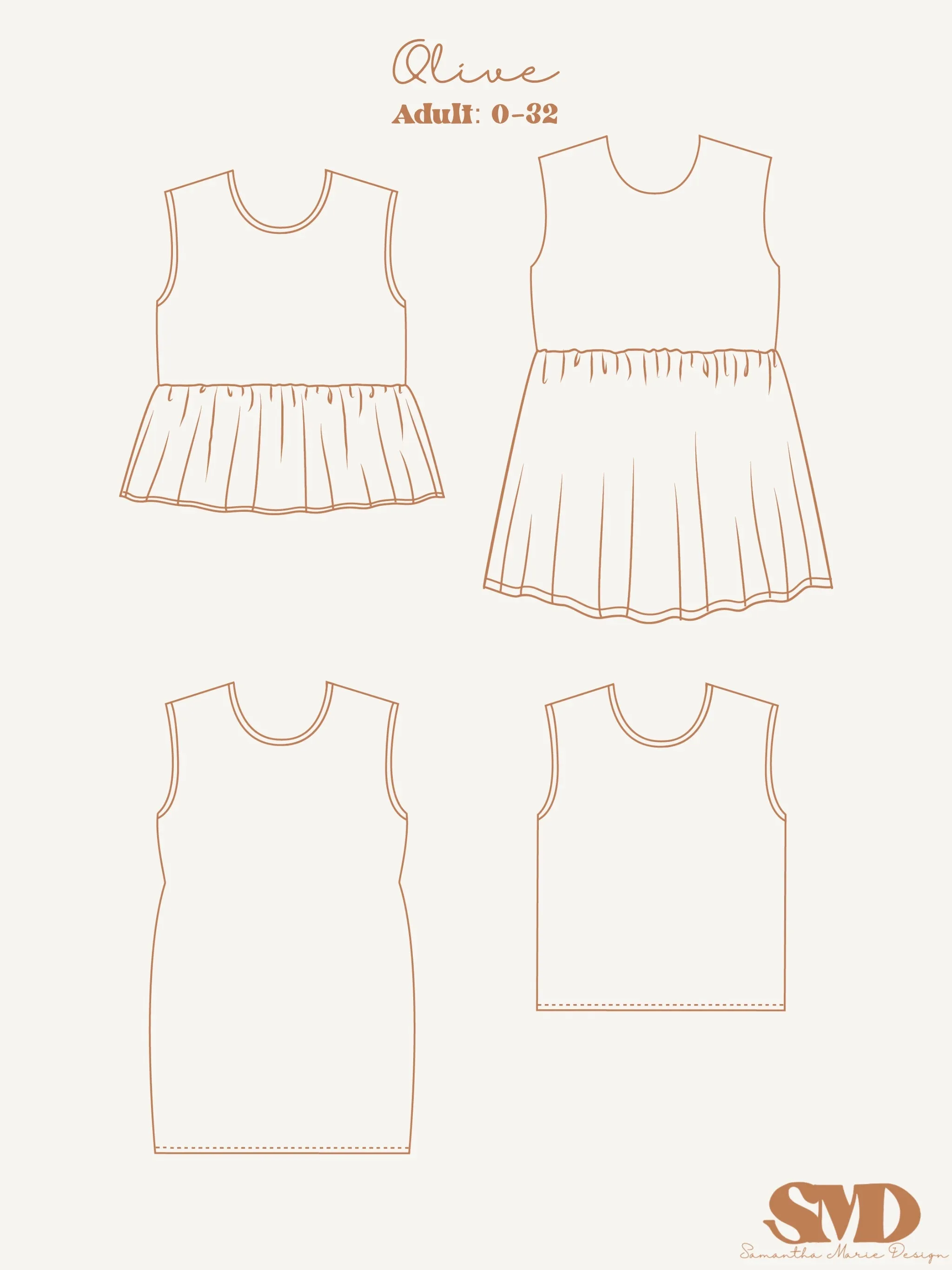 Bundle Olive Tank Top and Dress Digital Sewing Pattern