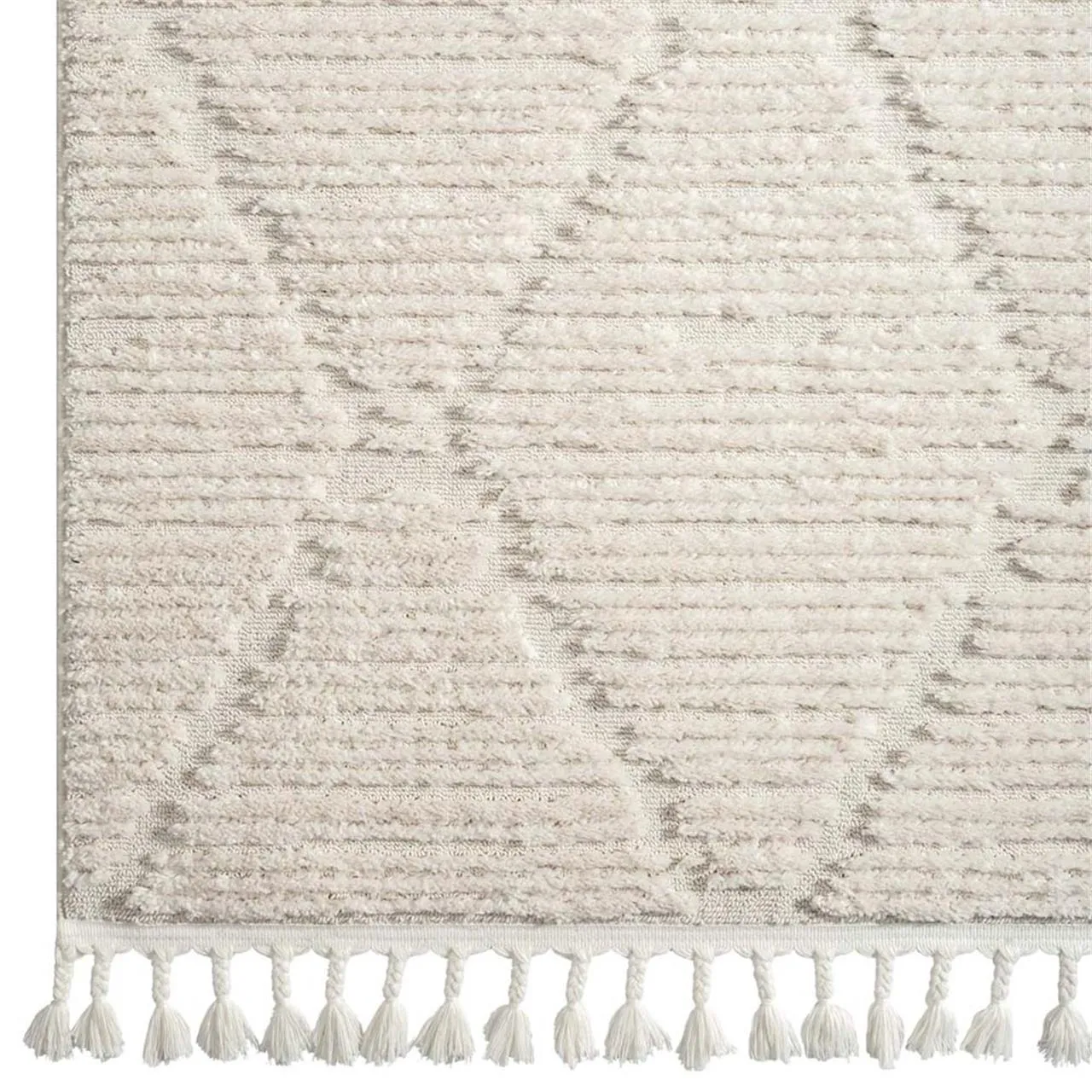 Bursa 3632 Fringed Tribal Ivory Rug