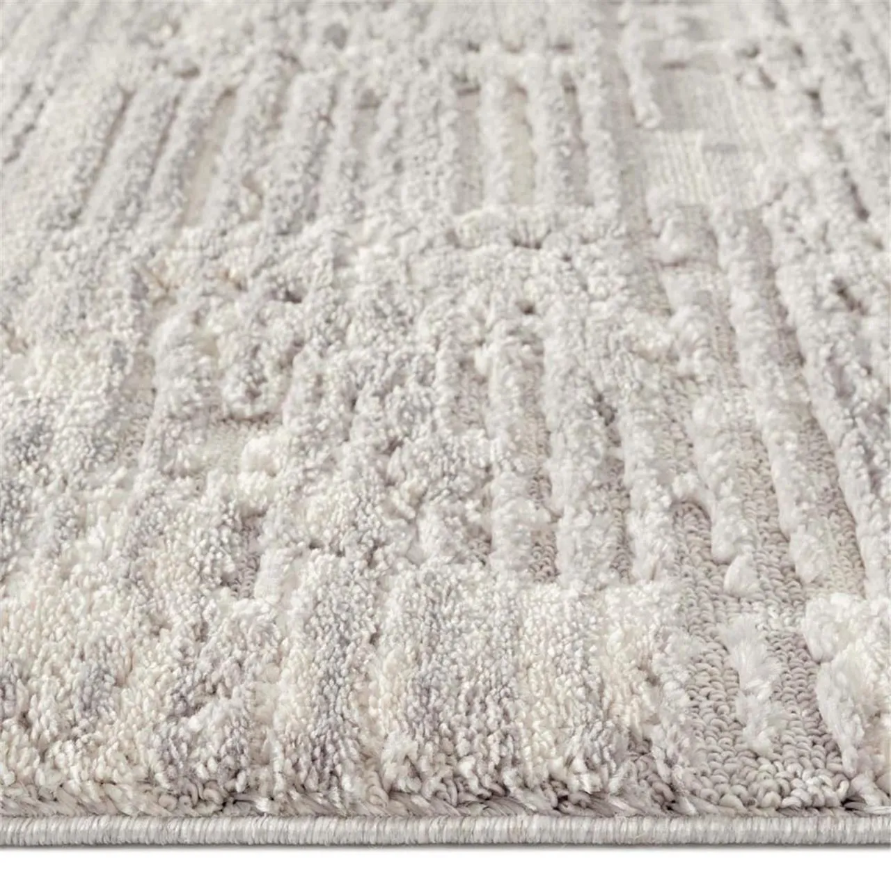 Bursa 3633 Fringed Tribal Light Grey Rug