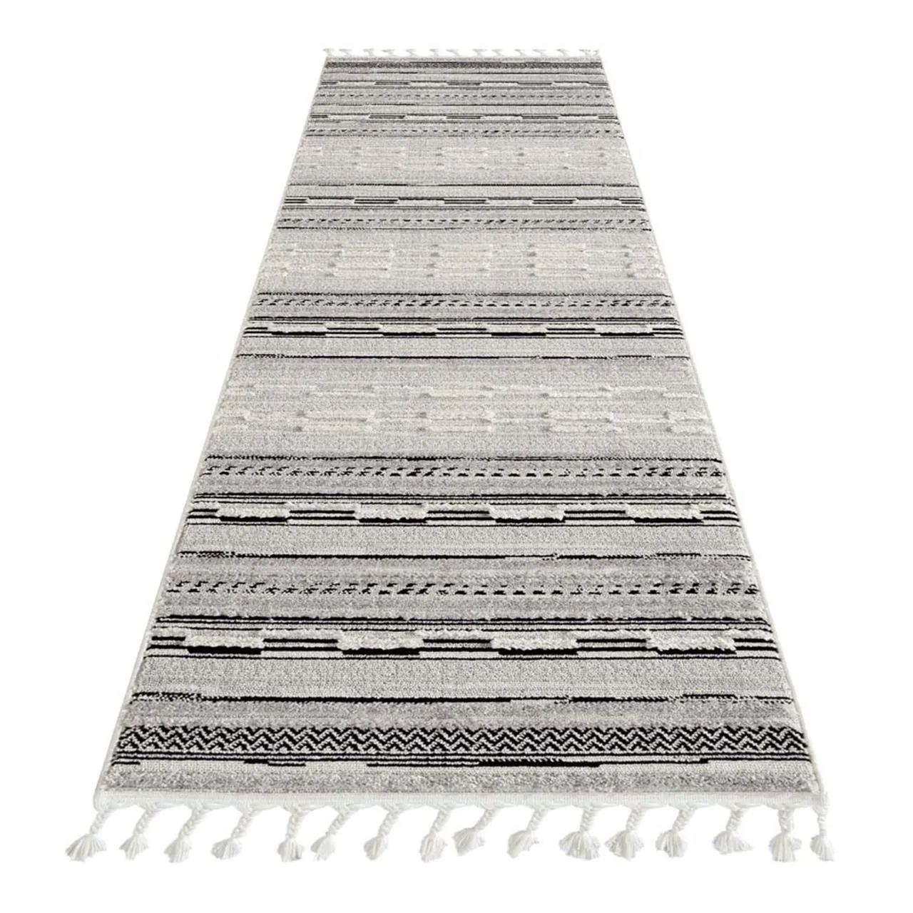 Bursa 3634 Fringed Tribal  Grey Rug