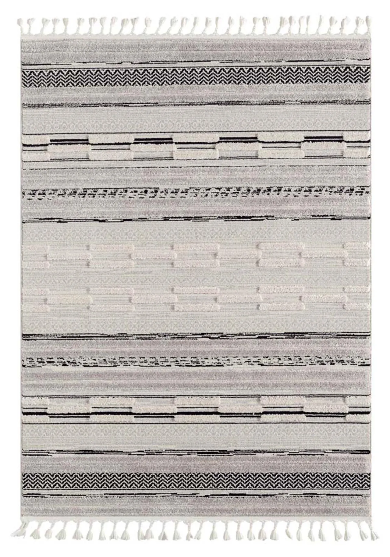 Bursa 3634 Fringed Tribal  Grey Rug