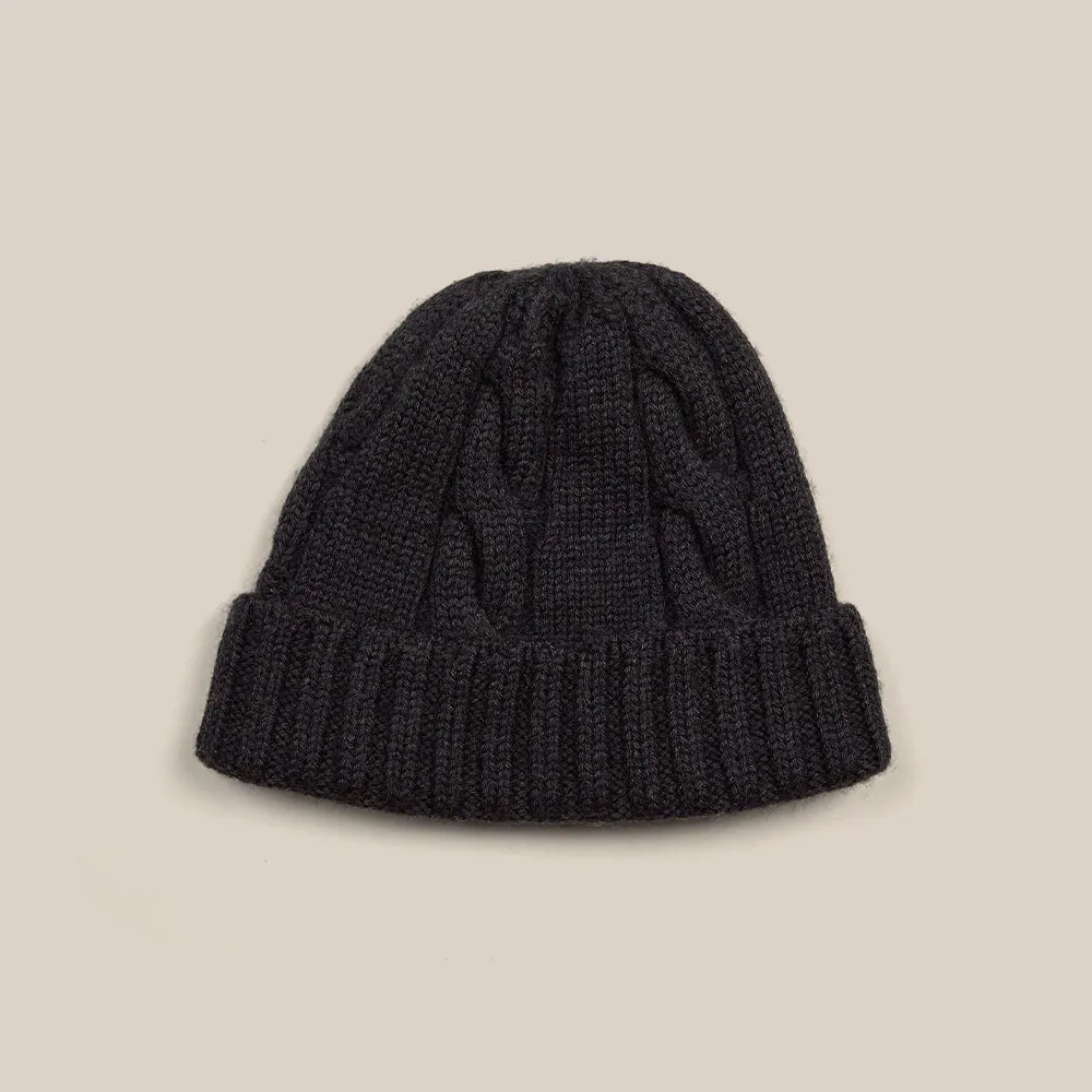 Cable Knit Beanie - Charcoal