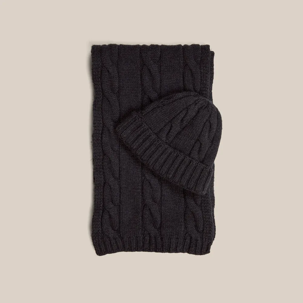 Cable Knit Beanie - Charcoal