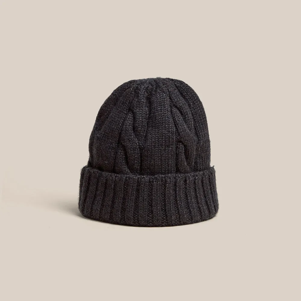 Cable Knit Beanie - Charcoal